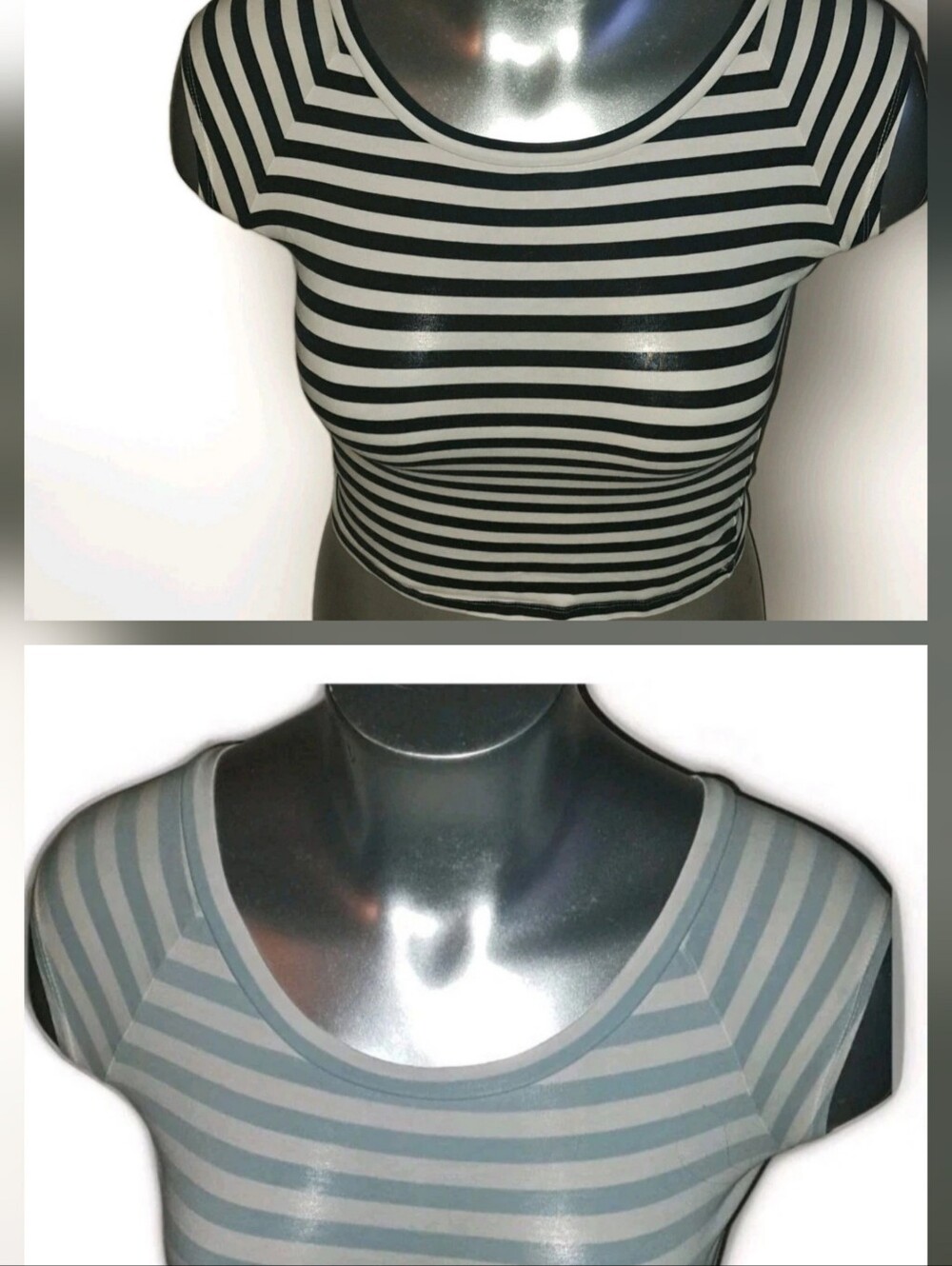 2 Ellemenno Vtg Y2K- 1 Black & White AND 1 Blue & White Striped Top in Sz Large